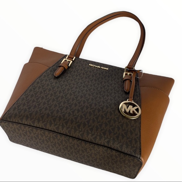 Michael Kors Charlotte Leather Tote bag Brown MK print - Picture 13 of 14